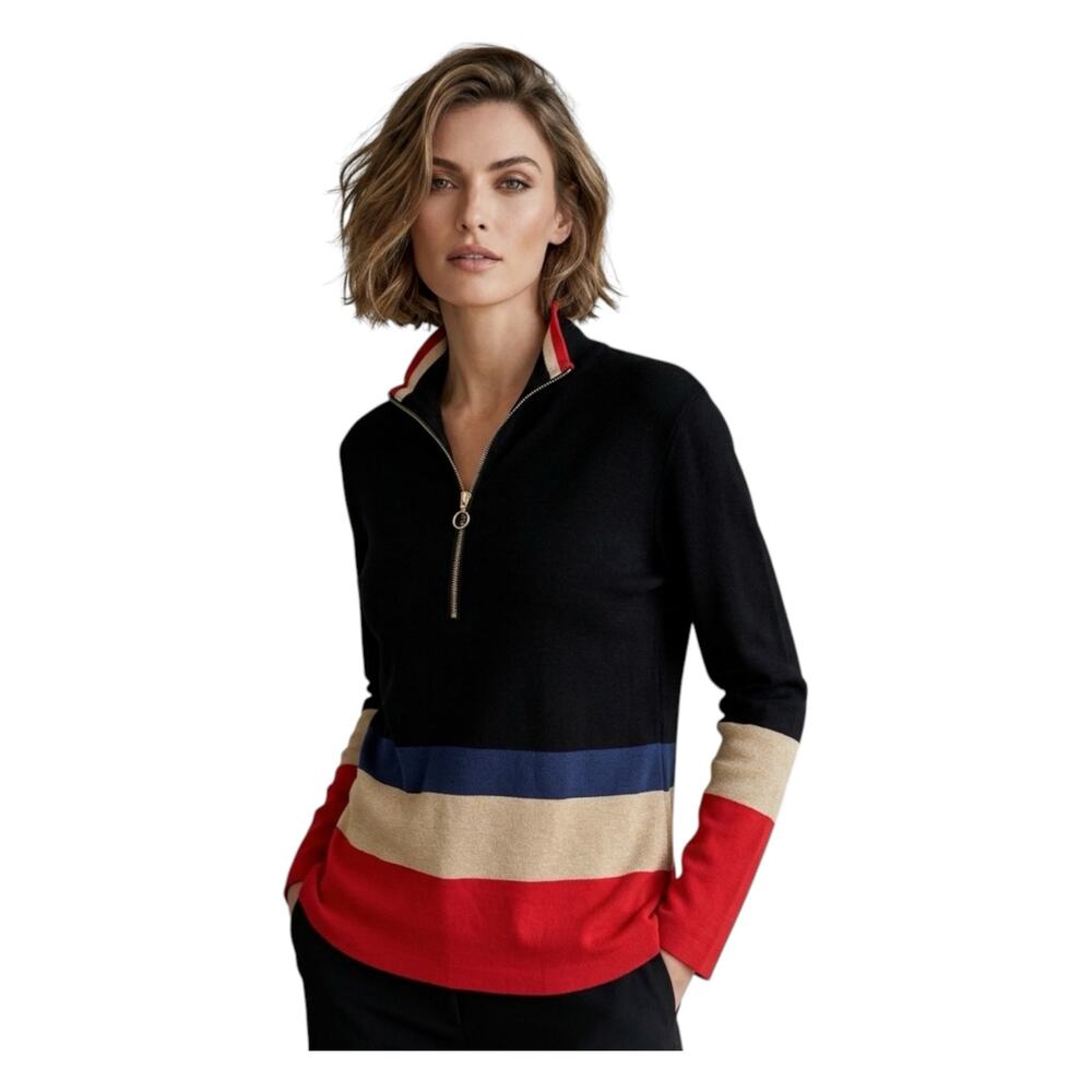 Aldo Martins Anthropologie Quarter Zip Barcelona Knit Color Block Sweater Large